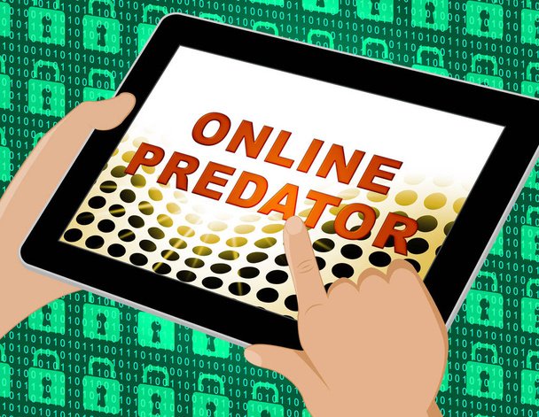 Online Predator Stalking Against Unknown Victim 3d Illustration mostra abusi di cyberstalking sui giovani adolescenti
 - Foto, immagini
