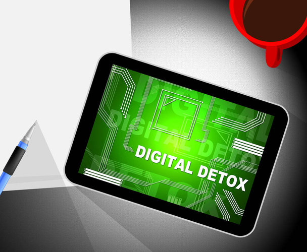Digital Detox Digital Gadget Cleanse 2d Illustration zeigt die Rehabilitation von der Verwendung eines Smartphones Internet oder Laptop - Foto, Bild