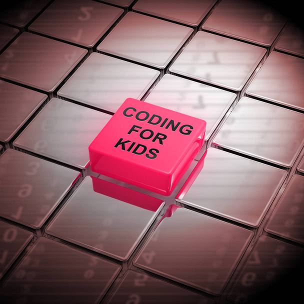 Κωδικοποίηση για παιδιά παιδιά προγραμματισμού 3d Rendering δείχνει προγραμματιστής μαθήματα για τους μαθητές - Φωτογραφία, εικόνα