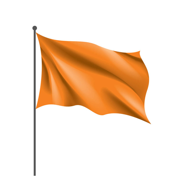 Beyaz bir arka plan üzerinde turuncu bayrak sallayarak - Vektör, Görsel