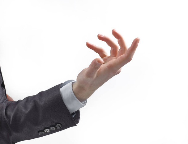 close up. businessman gesturing .isolated on white background. - Φωτογραφία, εικόνα