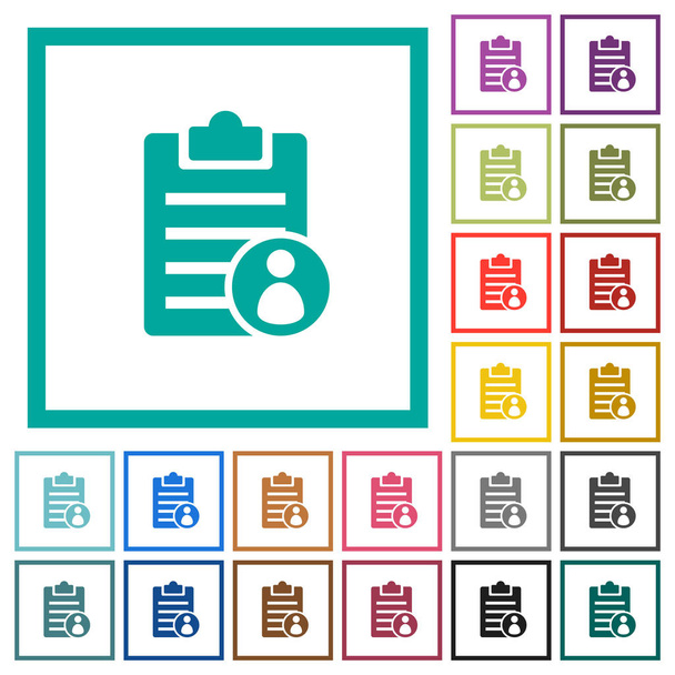 Note propriétaire des icônes de couleur plates avec cadres quadrants sur fond blanc
 - Vecteur, image