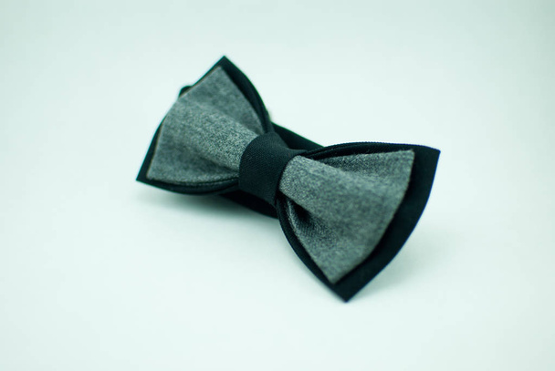 Well-designed stylish dark-grey bow tie made of soft cloth - Photo, Image