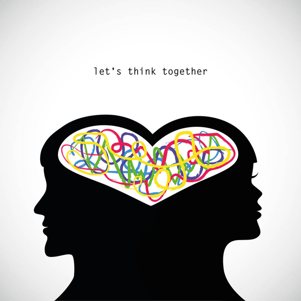 hombre y mujer pensar juntos colorido
 - Vector, Imagen