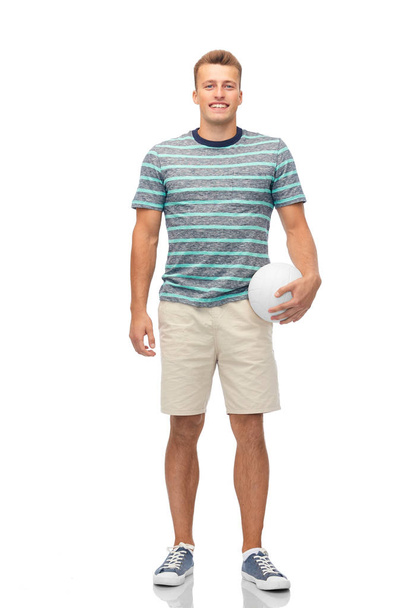 smiling young man with volleyball - Foto, imagen