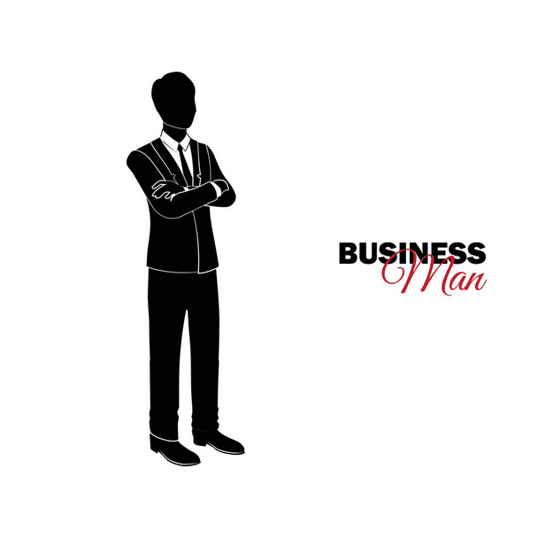 実業家、マネージャー。ビジネス スーツの男。実業家は、彼の胸の上腕組み - ベクター画像
