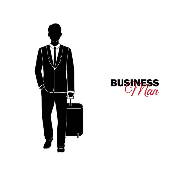実業家、マネージャー。ビジネス スーツの男。スーツケース付属して実業家 - ベクター画像