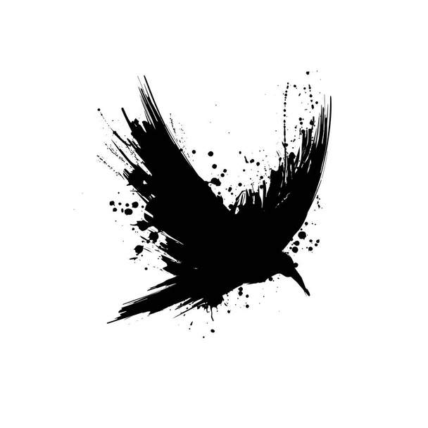 Grunge raven silhouette - Vector, Image