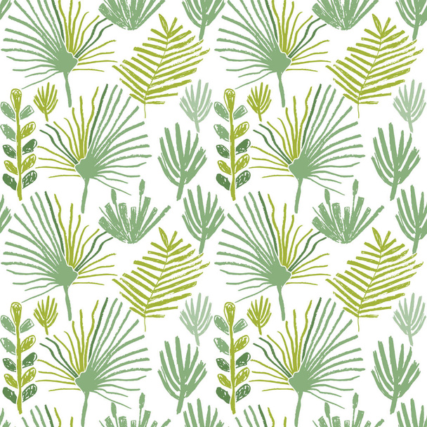 熱帯の緑花、シームレスなパターン - ベクター画像