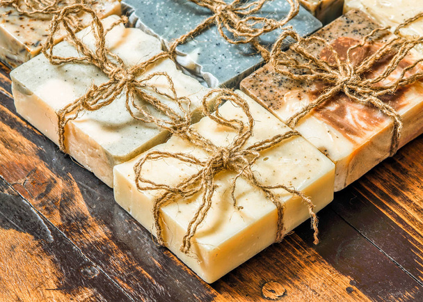 Organic handmade soap. A lot of slices - Photo, Image