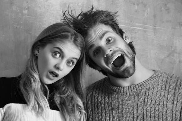 Wow Surprised man and woman with open mouth, young couple - Photo, image