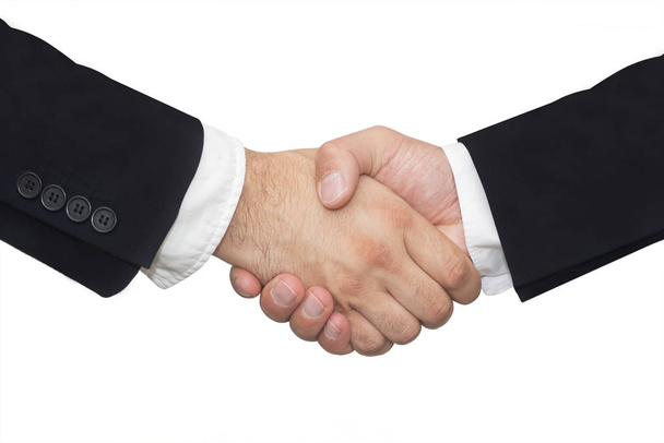 Partner beim Händeschütteln isoliert auf weißem Hintergrund - Geschäftskonzept - Foto, Bild
