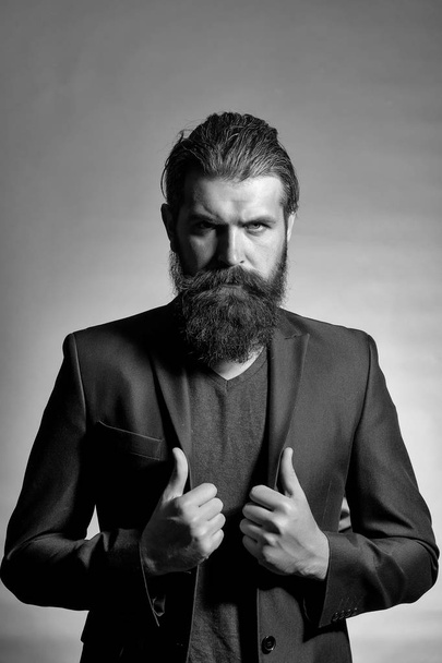 Bearded handsome man in jacket - Фото, изображение