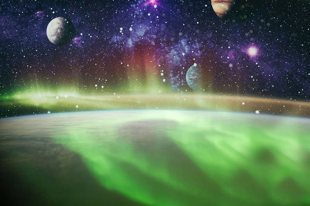 Nieskończone tło przestrzeni z mgławicami i gwiazdami. Elementy obrazu dostarczone przez NASA - Zdjęcie, obraz