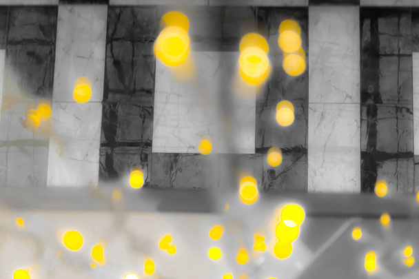 bokeh gele lichten garland achtergrond - Foto, afbeelding