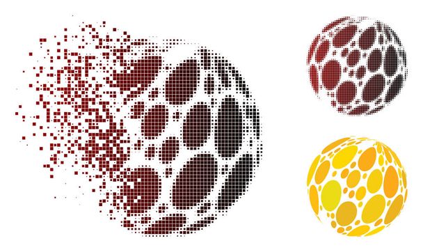 Fragmentado Pixel meio-tom Spot Abstract Sphere Icon
 - Vetor, Imagem