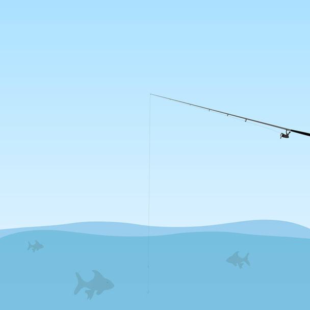 Ilustração de um pólo de pesca na água
. - Vetor, Imagem
