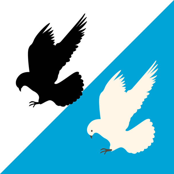 Περιστέρι πουλί εικονογράφηση διάνυσμα μαύρη σιλουέτα μπροστινή πλευρά  - Διάνυσμα, εικόνα