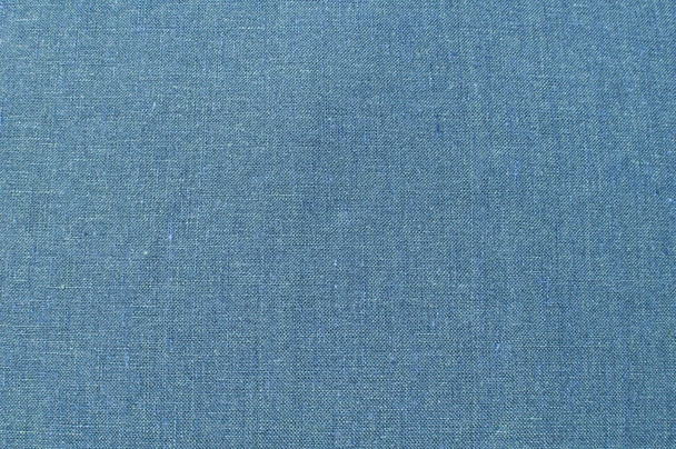 Blue linen fabric texture surface closeup as textile background - Fotoğraf, Görsel