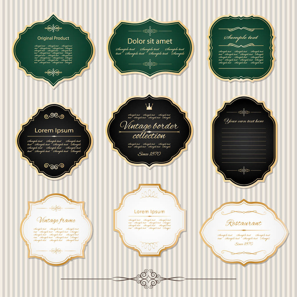 Vintage golden frames and labels set. Luxury design. - Vektor, kép