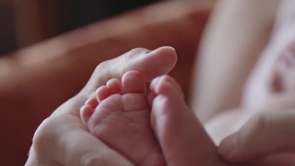 Madre sostenga sus pies de bebé
 - Imágenes, Vídeo