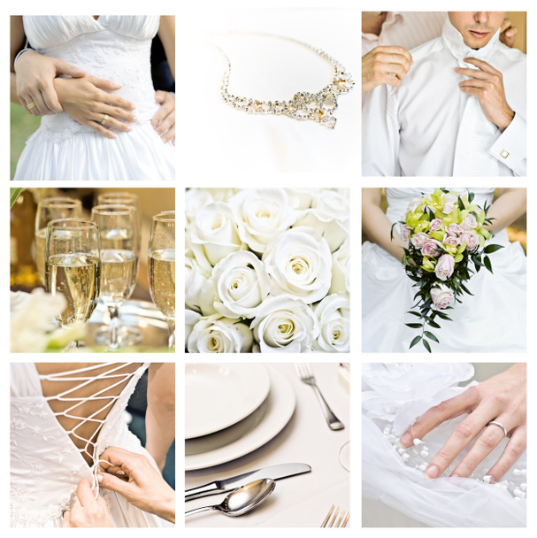 Collage of nine wedding photos - Photo, Image