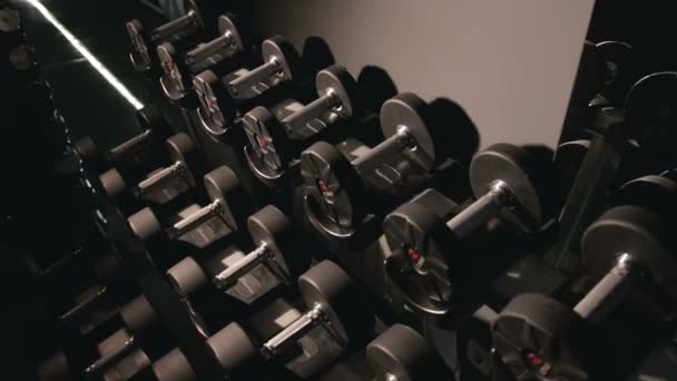 Set of dumbbells of different sizen - Footage, Video