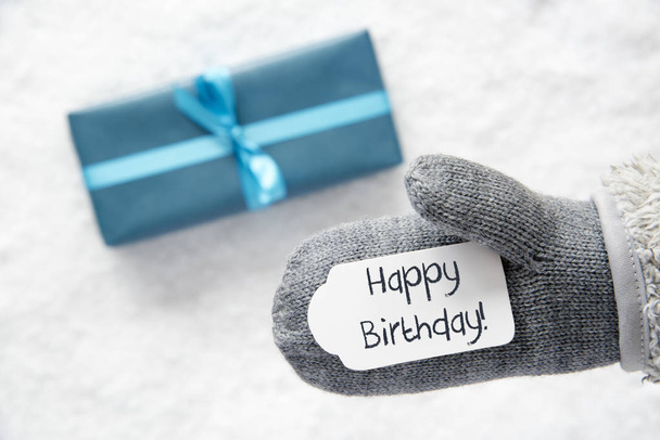 Turquoise Gift, Glove, Text Happy Birthday - Fotoğraf, Görsel
