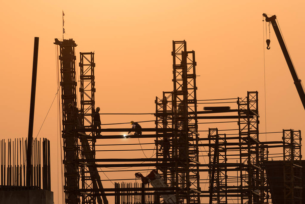 Construction site at sunset industry background. heavy industry concept - Photo, Image