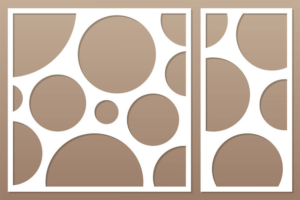 Διακοσμητικά κάρτα για κοπή λέιζερ ή σχεδιαστή. Γεωμετρική τέχνη κύκλο μοτίβο στον πίνακα. Κομμένο με λέιζερ. Αναλογία 1:2, 1:1. Εικονογράφηση διάνυσμα. - Διάνυσμα, εικόνα