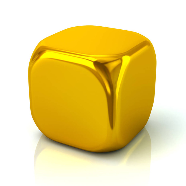 Gold cube 3d illustration on white background - Photo, image