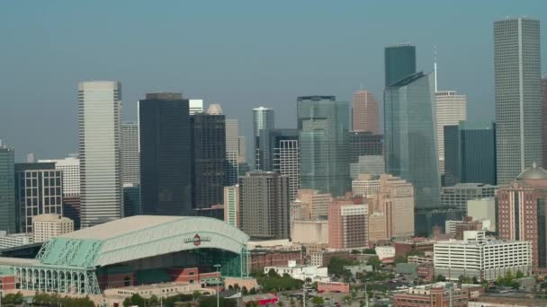 Aerial establishing shot of Downtown Houstin Texas 4k 24p - Materiaali, video