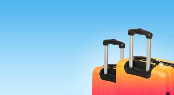 Colorful horizontal banner with two suitcases and copyspace. Travelling concept. - Φωτογραφία, εικόνα