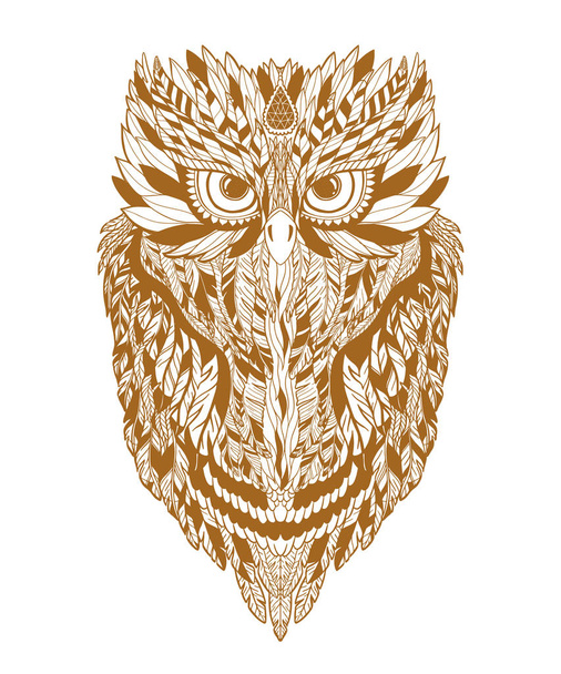 Illustration owl on forest silhouette background and star.Hand drawn vector.Prints design for t-shirts.Retro old style. Vintage Hands with Old Fashion Tattoos. Bird symbol. - Vector, Image