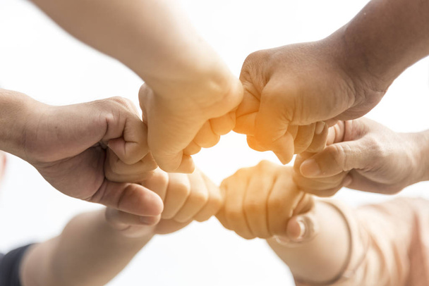 Teamwork concept. friendship business group with hands together - Photo, Image