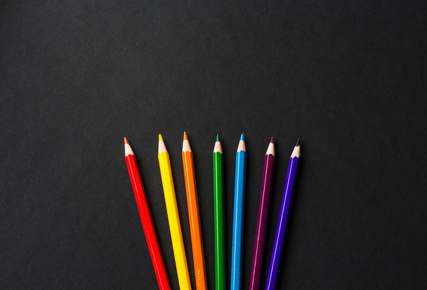 Colour pencils isolated on black background - Zdjęcie, obraz