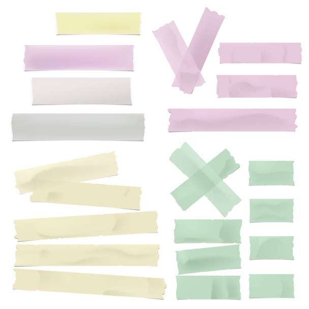 Set di adesivi colorati, adesivi, maschere, strisce di carta nastro adesivo per testo. Illustrazione vettoriale
. - Vettoriali, immagini