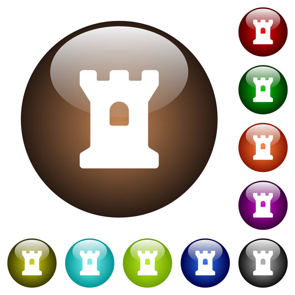 Bastión iconos blancos en botones de vidrio de color redondo
 - Vector, imagen