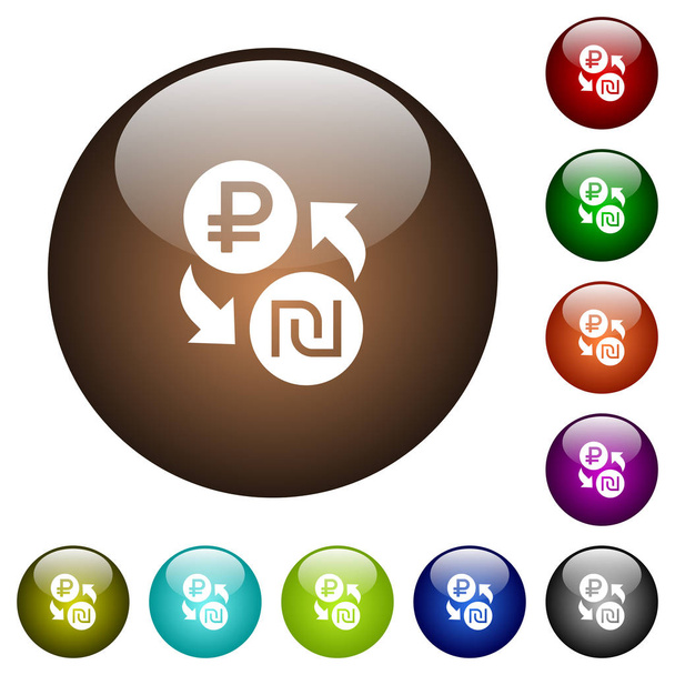 Rubel szekla pieniądze wymiana białe ikony na okrągłych przycisków kolor szkła - Wektor, obraz