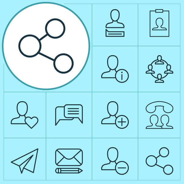 Communication icons set with social network, messaging, information and other team organisation elements. Isolated  illustration communication icons. - Photo, Image