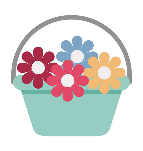 Cesta de flores ilustração vetorial ícone de cor totalmente editável
  - Vetor, Imagem