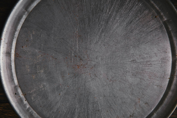 a tálca üres fém konyhai felülnézet - Fotó, kép