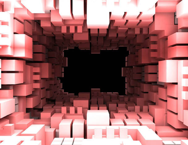 absztrakt háttér kocka 3D-s alagút. 3D-s renderelt illusztráció - Fotó, kép
