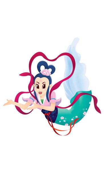 Chinese Mid Autumn Festival design with the goddess Chang Er. Isolated. - Vector, Image