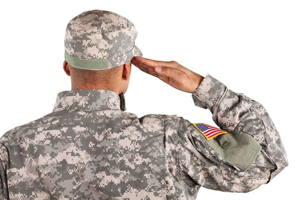 Soldier in Uniform Saluting, Back View - Photo, image