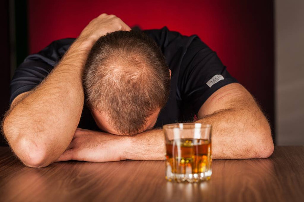 Drunk Man Sleeping At Bar Counter - Photo, image