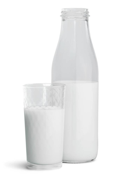Milk Bottle and Glass - Foto, afbeelding