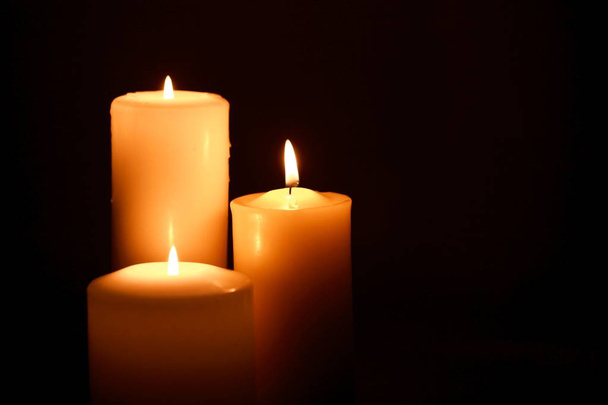 Christmas candles burning at night - Foto, Bild