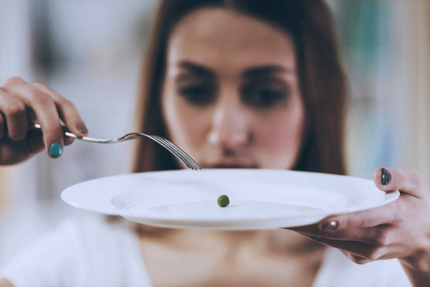 White Plate with Pea Closeup. - Foto, afbeelding