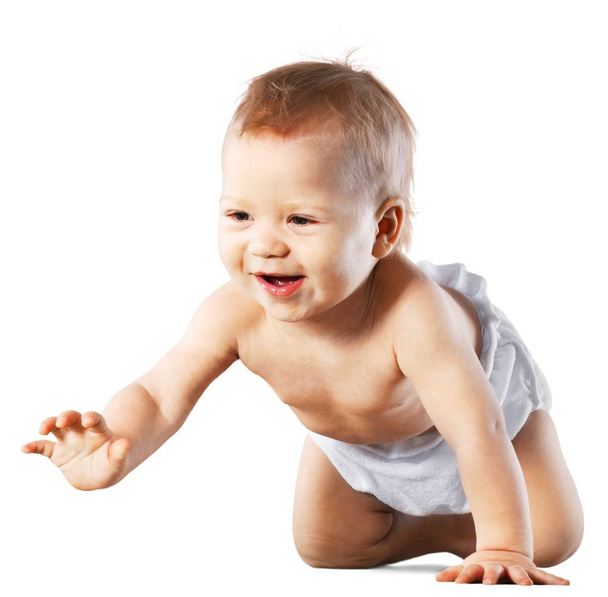Crawling Happy Toddler - Isolated - Zdjęcie, obraz